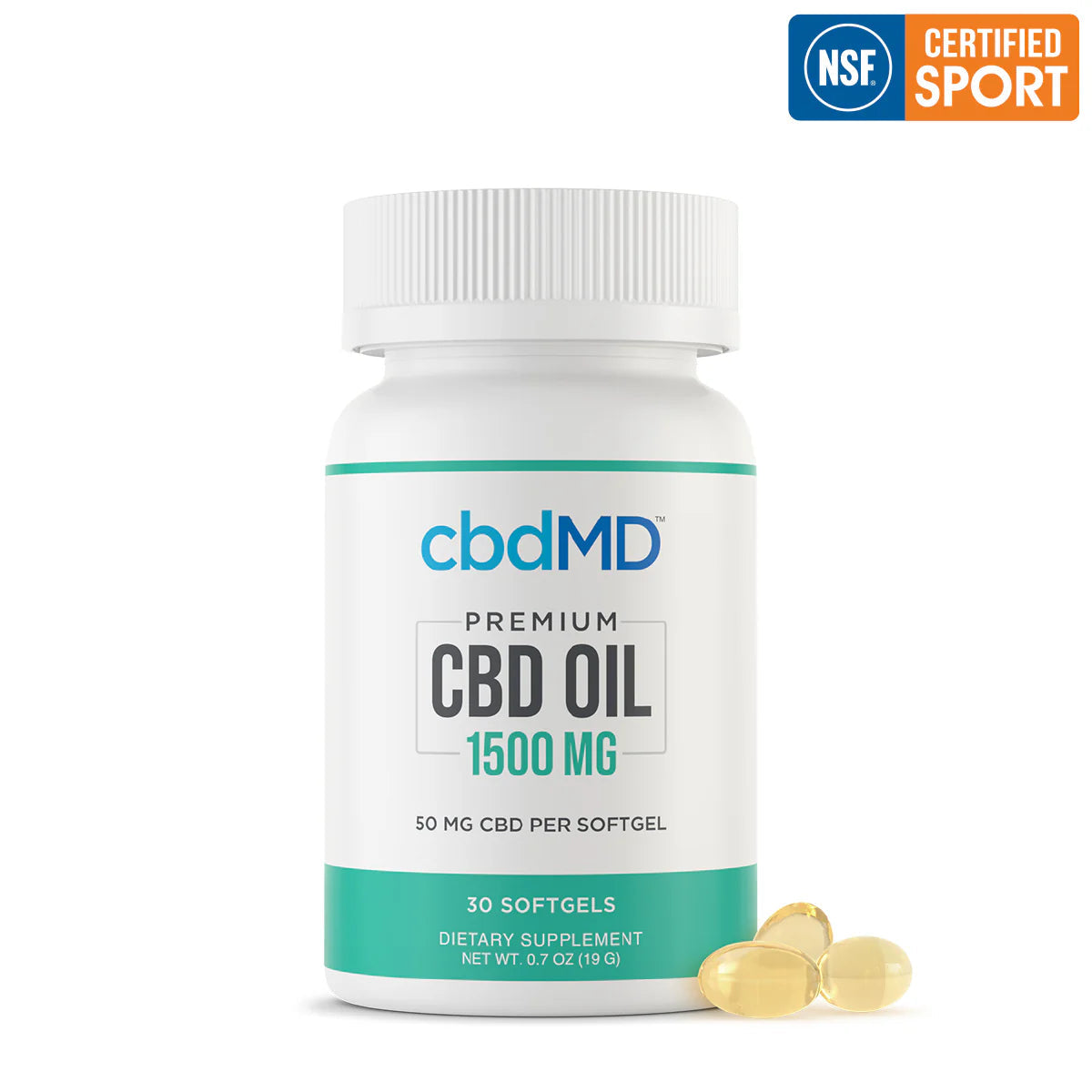 cbdMD Broad Spectrum Softgel Capsules NSF Certified - 1500MG, 30ct